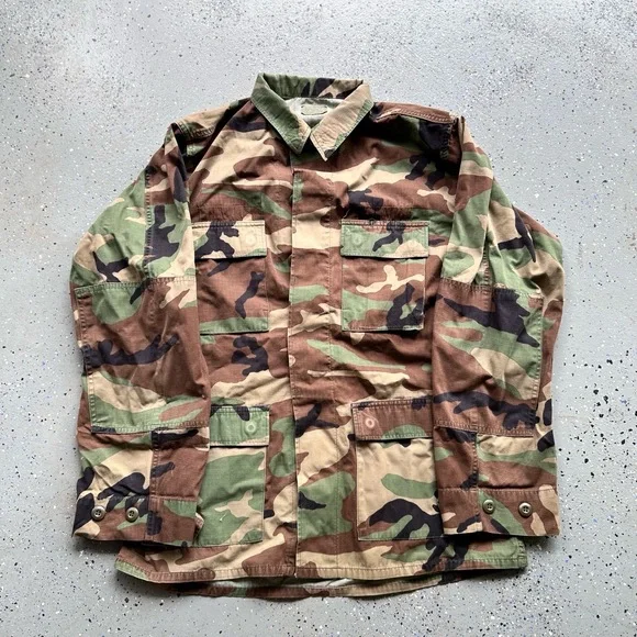 Vintage Military Jacket Mens Size XL Camo Button Up Collared Four Pockets 1980s - Picture 2 of 6